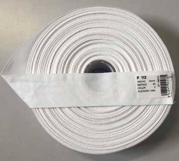 Herringbone ribbon cotton 40mm (50 m), White